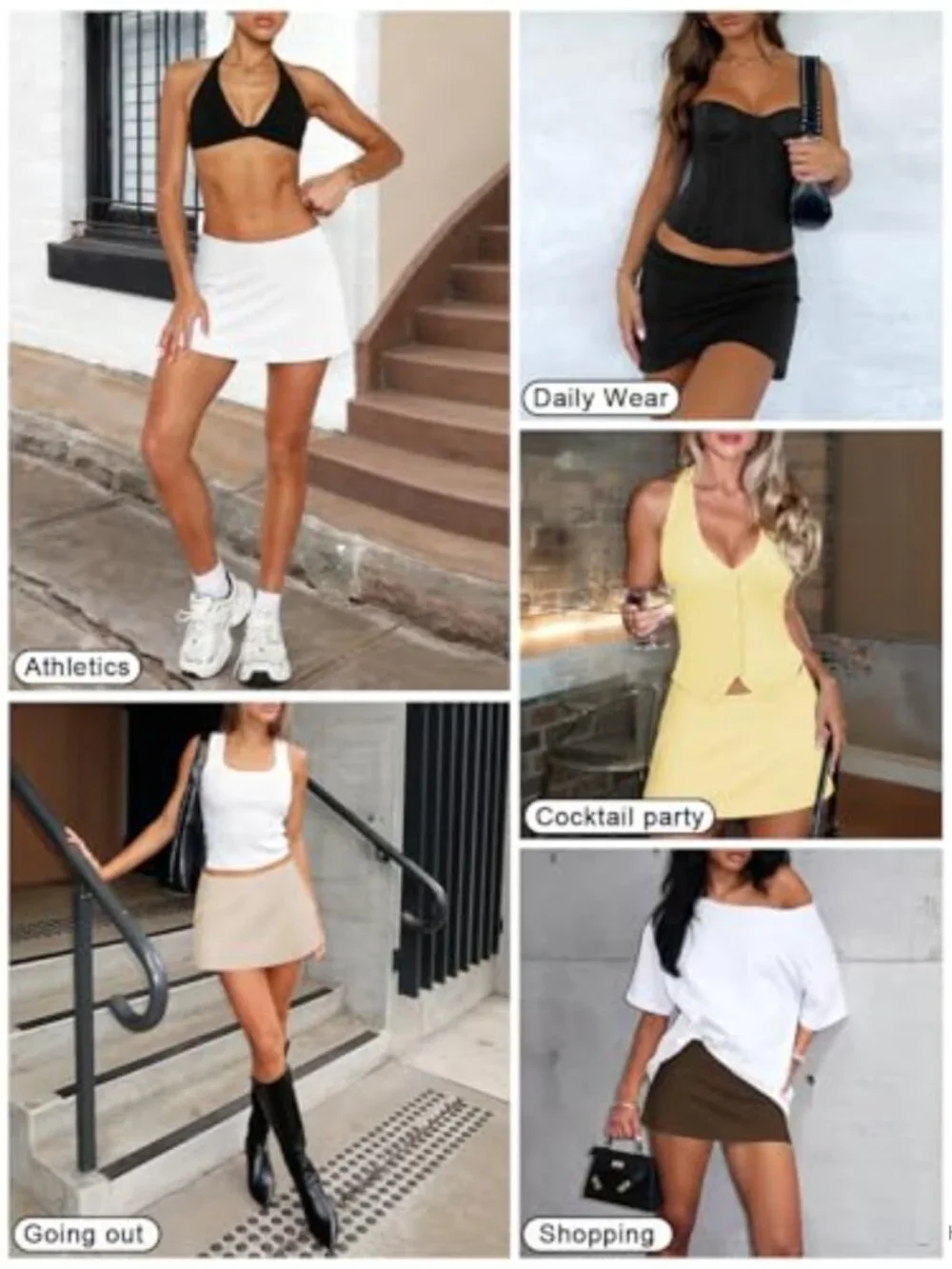 Women's Skort with Built-In Shorts Low Rise A-Line Mini Skirt Stretch